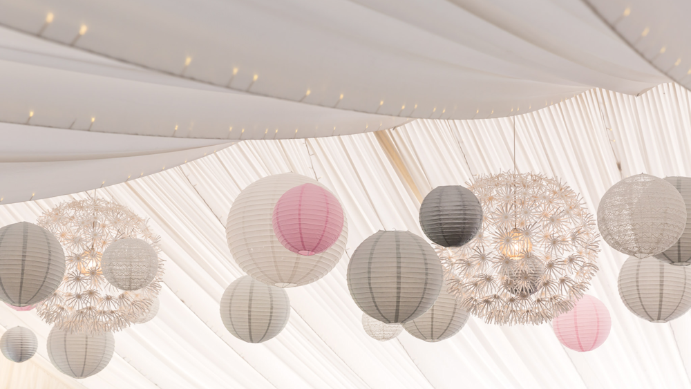Pretty Pink and Sophisticated Grey Wedding Lanterns Hanging Lantern